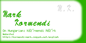 mark kormendi business card