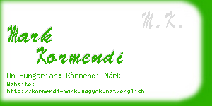 mark kormendi business card